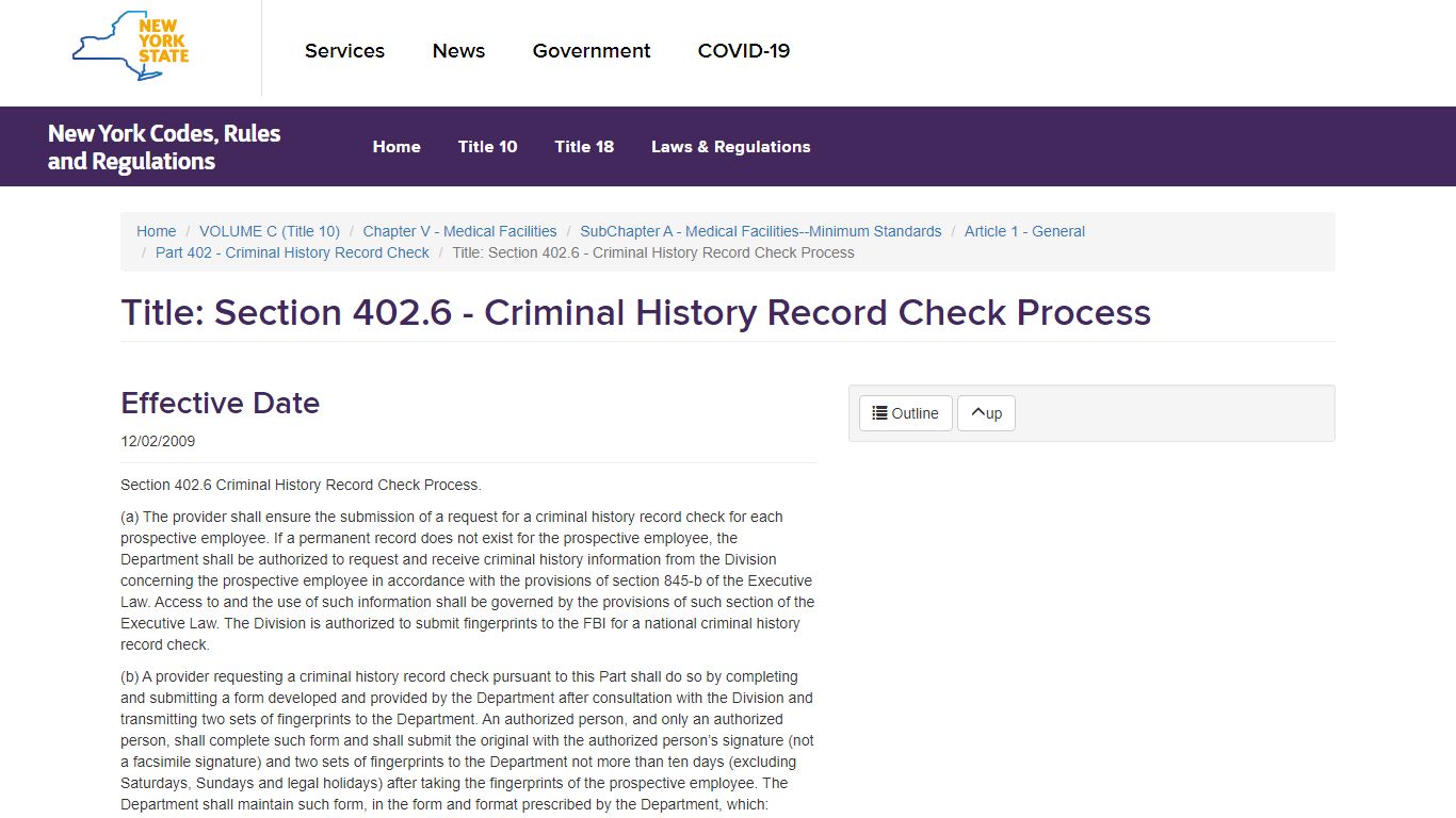 Title: Section 402.6 - Criminal History Record Check Process